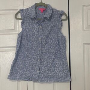 Lilly Pulitzer blue and white eyelet top